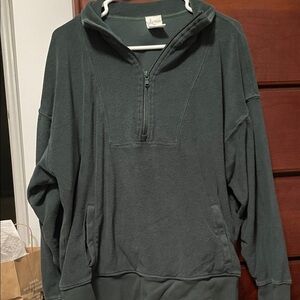 Aerie Offline Green Quarter-Zip Pullover Large